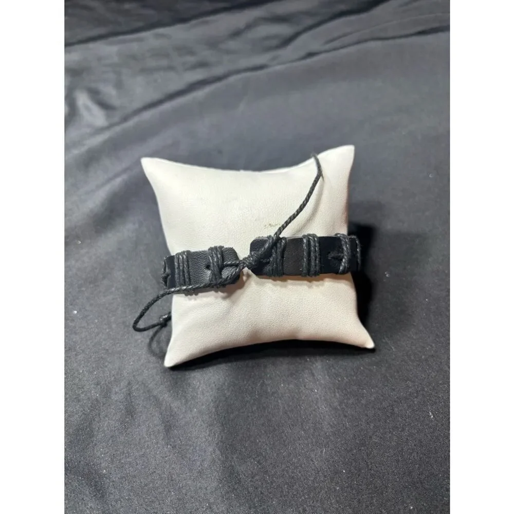 New Handwoven Black Leather Braided Bracelet